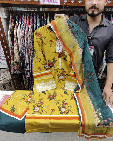 Designer Three Pieces | Printed - Mid Season Special | Cambric