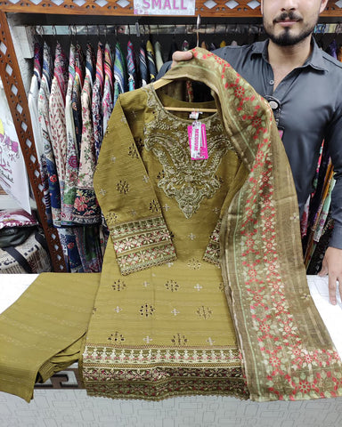 Designer Three Pieces | Eclairs | Winter Self Cotton