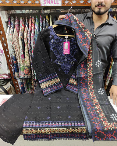 Designer Three Pieces | Eclairs | Winter Self Cotton