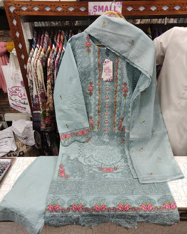Embroidered Three Pieces | Luxury Designer | Winter Plain Khaddar