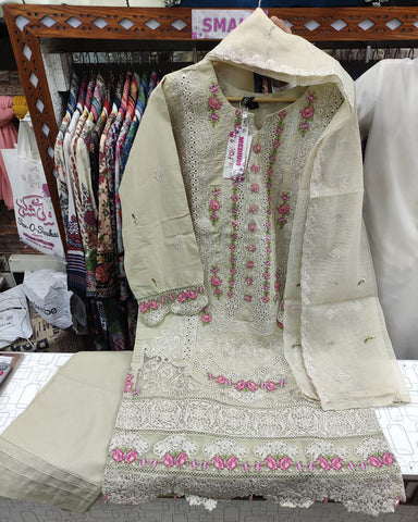 Embroidered Three Pieces | Luxury Designer | Winter Plain Khaddar