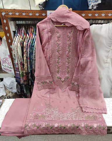 Embroidered Three Pieces | Luxury Designer | Winter Dhanak
