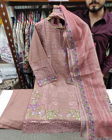 Designer Three Pieces | Phool Boota | Winter Self Khaddar