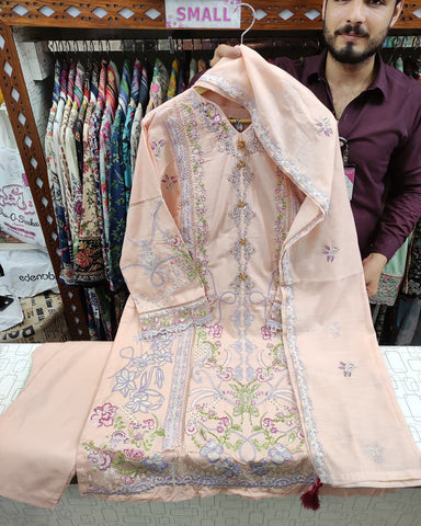 Embroidered Three Pieces | Luxury Designer | Winter Plain Khaddar