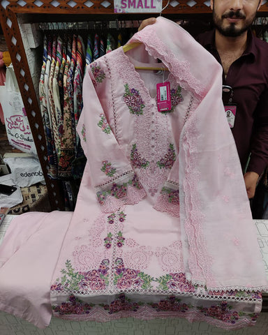 Embroidered Three Pieces | Luxury Designer | Winter Plain Khaddar