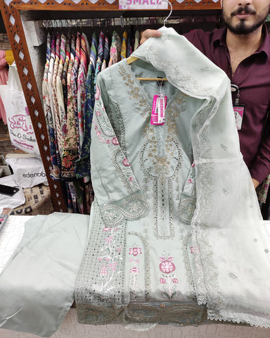 Embroidered Three Pieces | Luxury Designer | Winter Dhanak