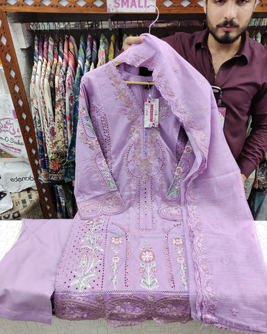 Embroidered Three Pieces | Luxury Designer | Winter Dhanak