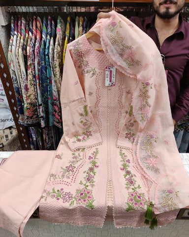 Embroidered Three Pieces | Luxury Designer | Winter Plain Khaddar