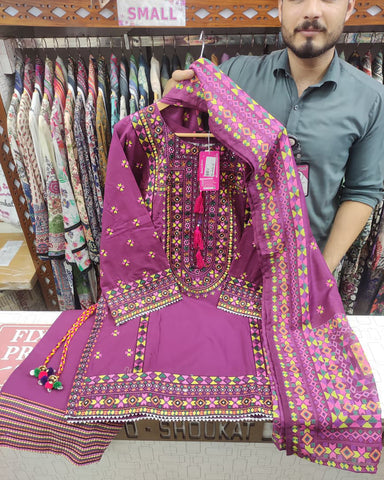 Designer Three Piece | Chilli Milli | Khaddar / Winter Cotton