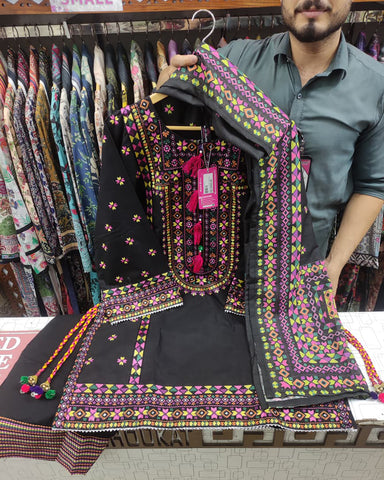 Designer Three Piece | Chilli Milli | Khaddar / Winter Cotton