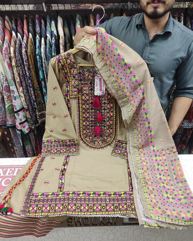 Designer Three Piece | Chilli Milli | Khaddar / Winter Cotton