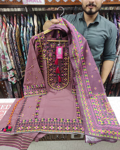 Designer Three Piece | Chilli Milli | Khaddar / Winter Cotton