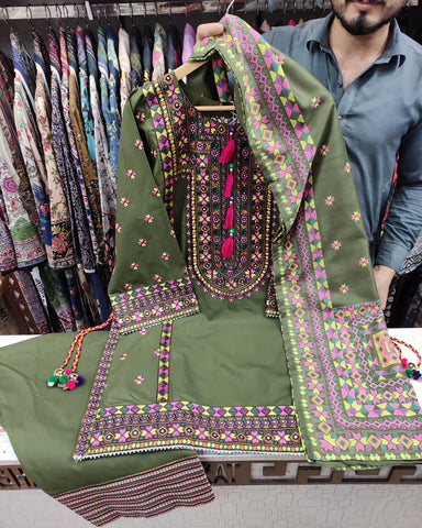 Designer Three Piece | Chilli Milli | Khaddar / Winter Cotton