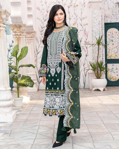 Designer Three Pieces | Elegant Embroidered | Winter Khaddar