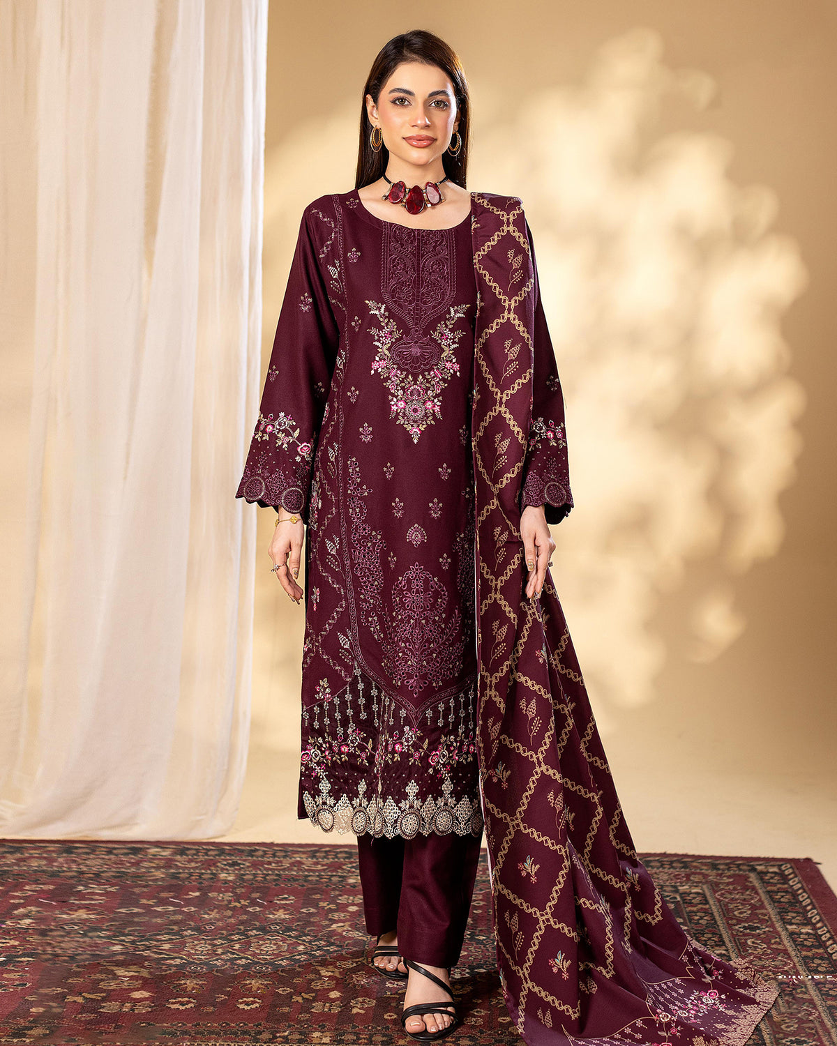 Designer Three Pieces | Sajni | Winter Dhanak