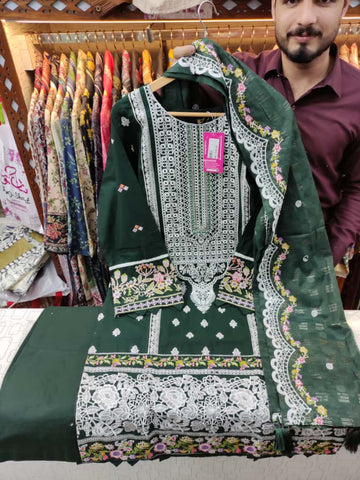 Designer Three Pieces | Elegant Embroidered | Winter Khaddar