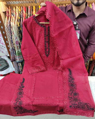 Designer Three Piece | Muqaddas | Winter Cotton