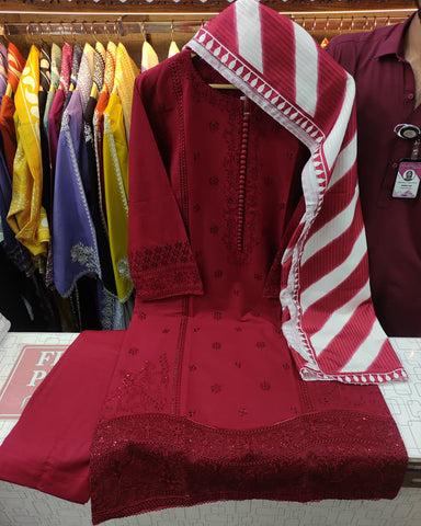 Designer Three Piece | Masakali-Buttoned Down | Premium Winter Cotton