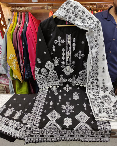 Designer Three Piece | Embroidered Betaab Long | Winter Khaddar