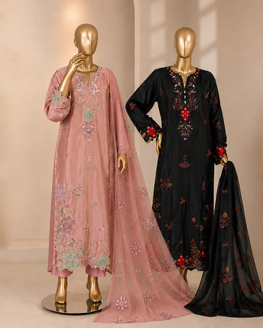 Designer Three Piece | Embroidered - Kaaftan | Premium Silk