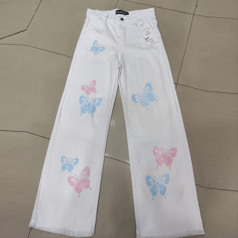 Ladies Pants | Wide Leg | Butterfly Printed Jeans