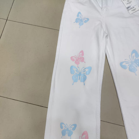 Ladies Pants | Wide Leg | Butterfly Printed Jeans