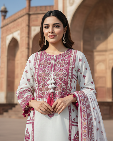 Designer Three Piece | Embroidered - Jannat | Premium Lawn