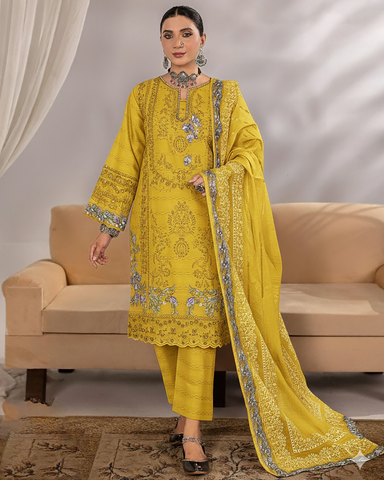 Designer Three Pieces | Phool Boota | Winter Self Khaddar