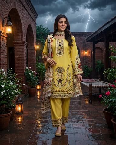 Designer Three Piece | Embroidered - Durefishan | Premium Lawn