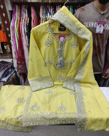 Designer Three Piece | Embroidered Handwork - Luxury Sakura | Premium Lawn