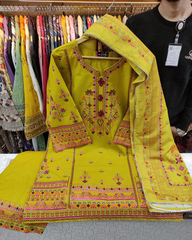 Designer Three Piece | Nain Tara | Luxury Winter Cotton