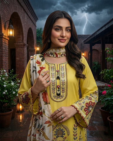 Designer Three Piece | Embroidered - Durefishan | Premium Lawn