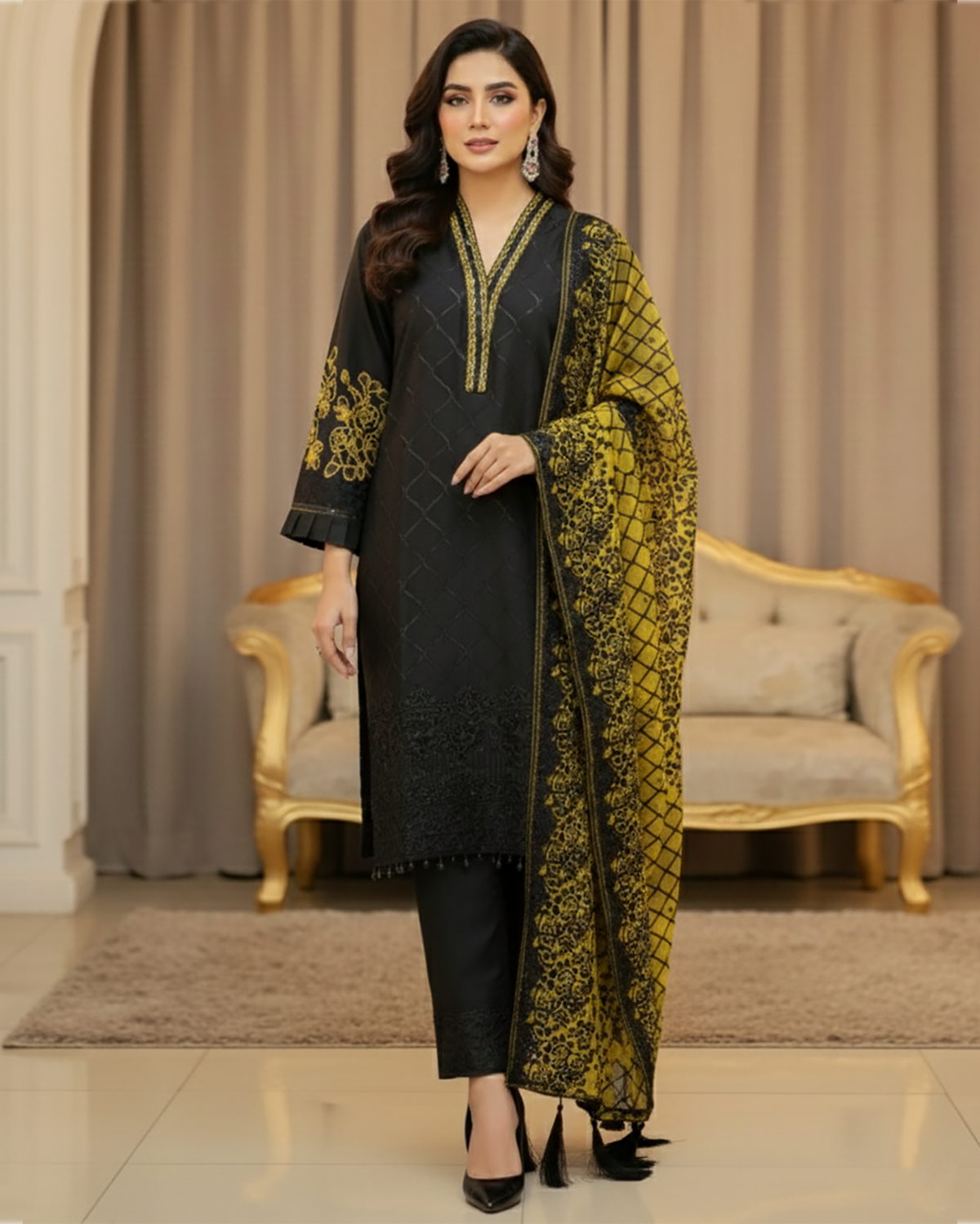 Three Piece Formals | Embroidered - Aswad - Eid Special | Premium Lawn