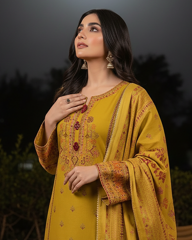 Designer Three Piece | Nain Tara | Luxury Winter Cotton