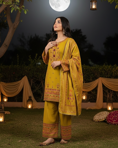 Designer Three Piece | Nain Tara | Luxury Winter Cotton