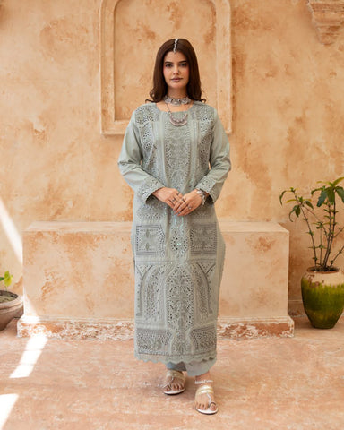 Designer Three Piece | Embroidered - Zarqa | Premium Lawn
