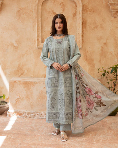 Designer Three Piece | Embroidered - Zarqa | Premium Lawn