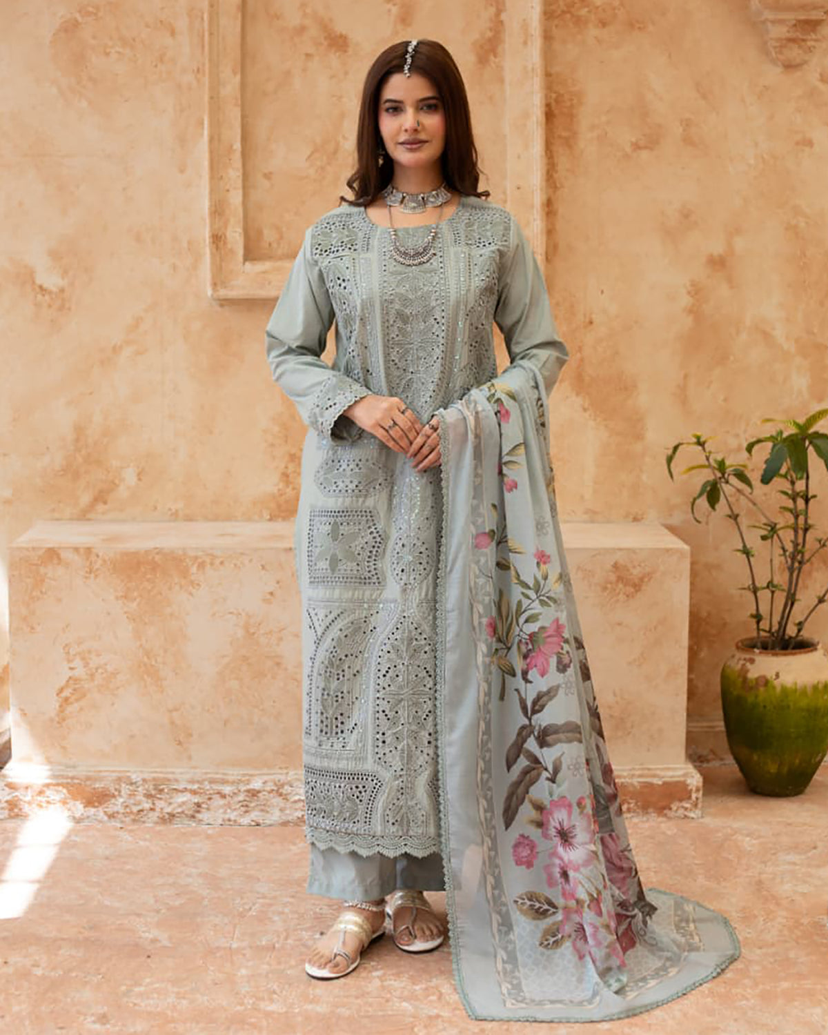 Designer Three Piece | Embroidered - Zarqa | Premium Lawn