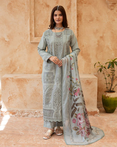 Designer Three Piece | Embroidered - Zarqa | Premium Lawn