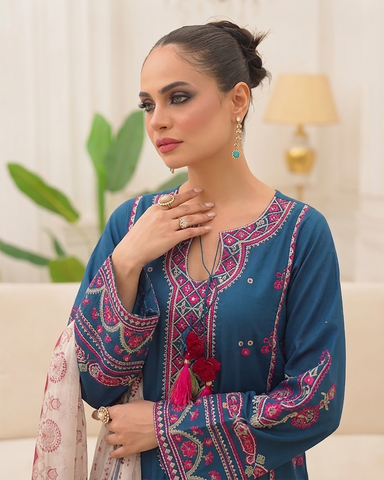 Designer Three Piece | Embroidered - Heer Ranjha | Premium Lawn