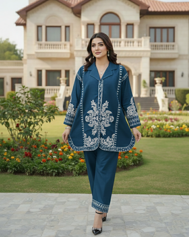 Designer Two Piece | Embroidered - Patasa | Winter Cotton