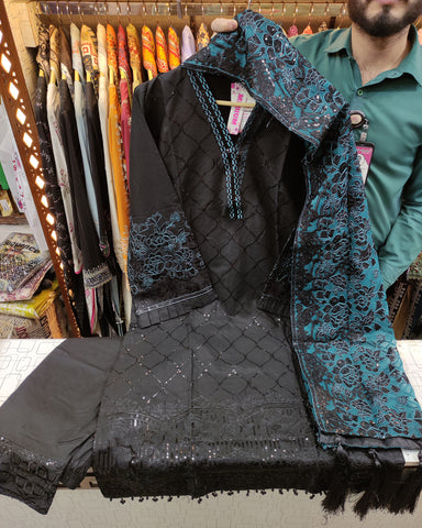 Three Piece Formals | Embroidered - Aswad - Eid Special | Premium Lawn