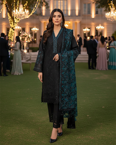 Three Piece Formals | Embroidered - Aswad - Eid Special | Premium Lawn