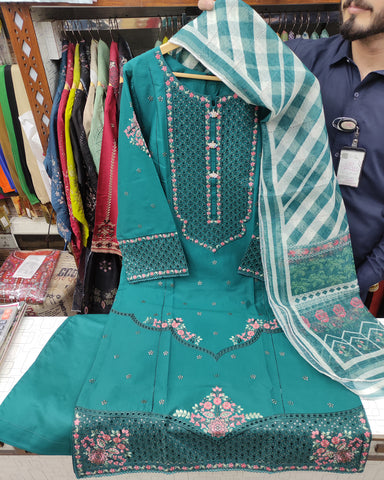 Designer Three Piece | Dhaaga Kaari Iconic - Eid Special | Summer Cotton Lawn
