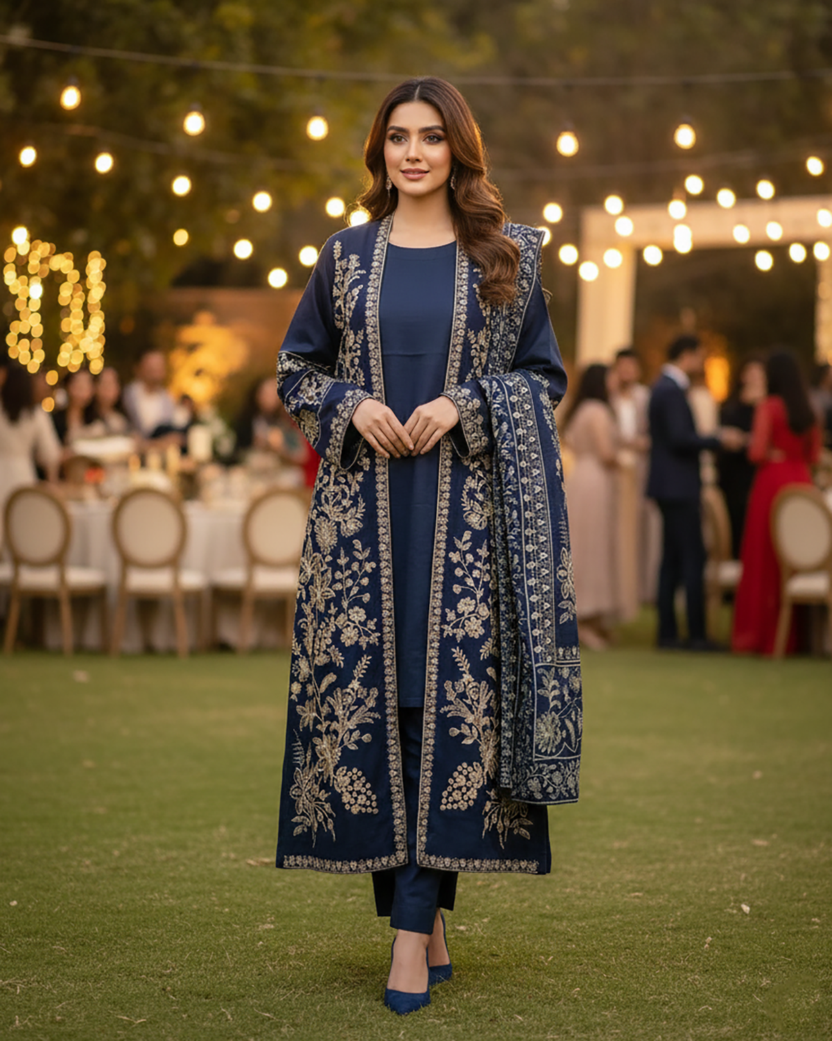 Designer Three Piece | Gown/Inner - Shah Jahan | Premium Khaddar