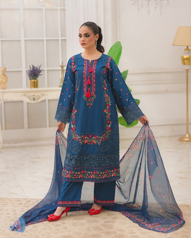 Designer Three Piece | Embroidered - Bahar Begum | Premium Lawn