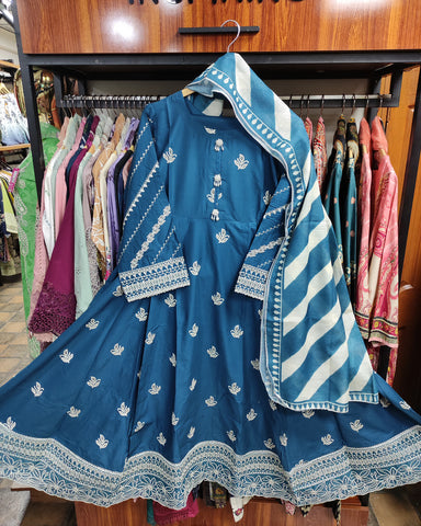 Designer Three Piece Frock | Embroidered - Anmol | Premium Lawn Cotton