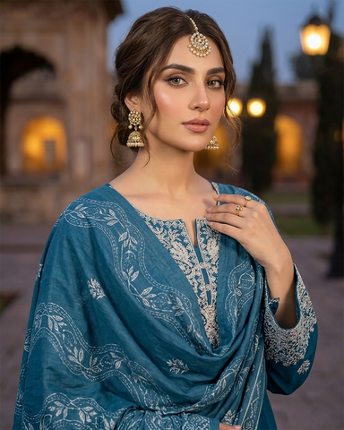 Designer Three Piece | Embroidered-Zarnish | Premium Lawn