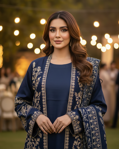 Designer Three Piece | Gown/Inner - Shah Jahan | Premium Khaddar