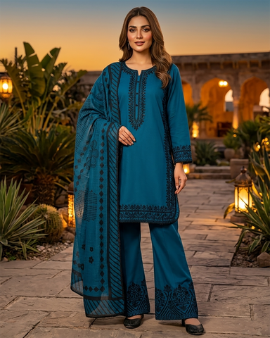 Designer Three Piece | Embroidered - Luxury Virsa Iconic | Premium Lawn
